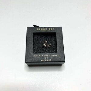 SECRET BOX Aquarius Constellation Ring 14K Gold Dipped‎ CZ Adjustable